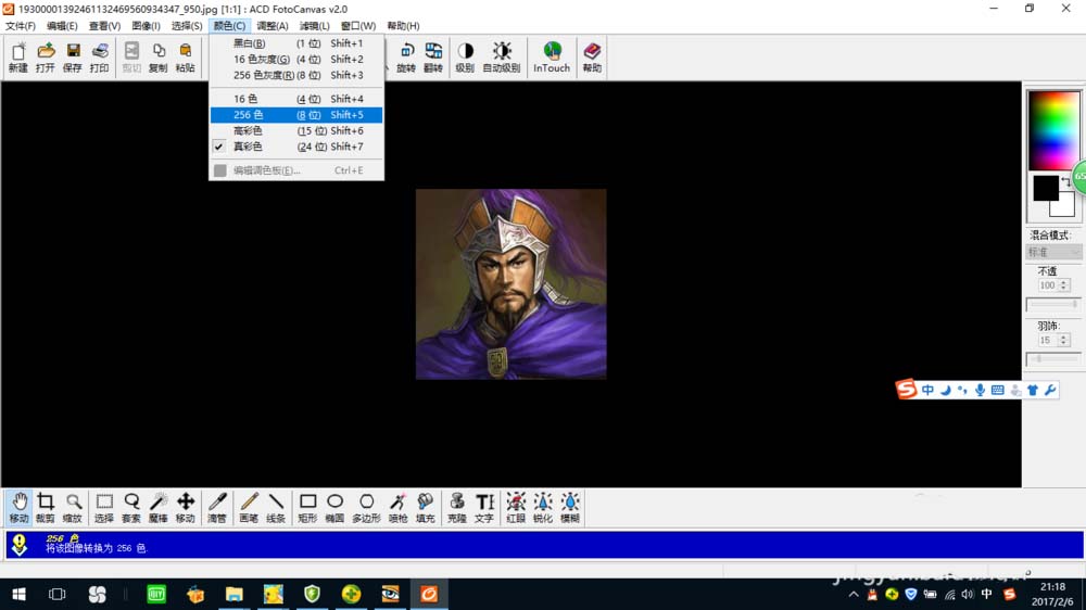 说说利用ACDsee10.0把图片转成256色灰度图像的操作教程方法。