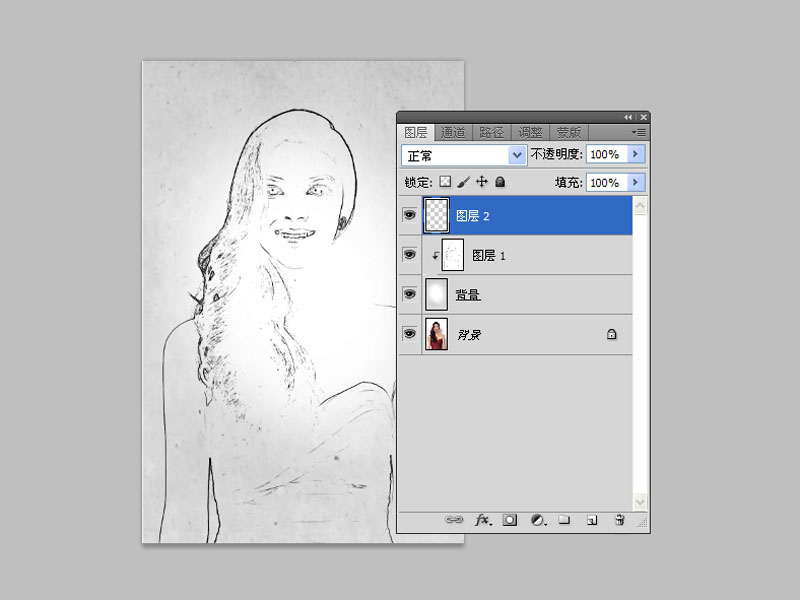 ps如何把普通人物照片变成圆珠笔画效果?