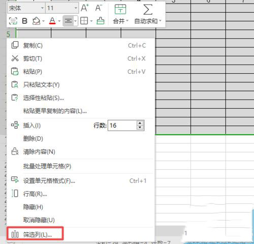 wps2019表格筛选列的操作步骤