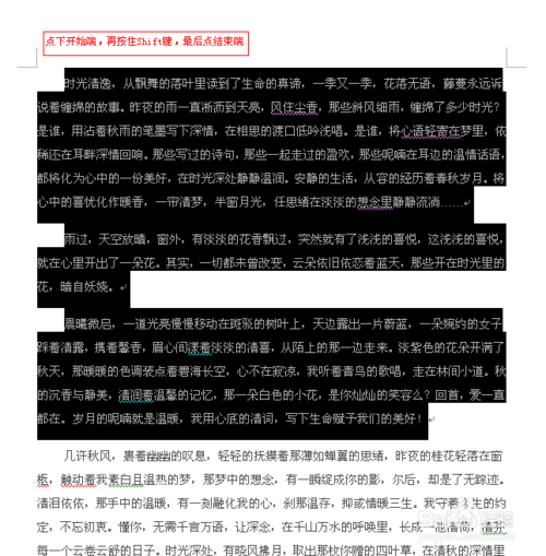 Word软件选定文本的简单操作教程