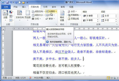 小编教你word2010插入分页符的图文教程方法。