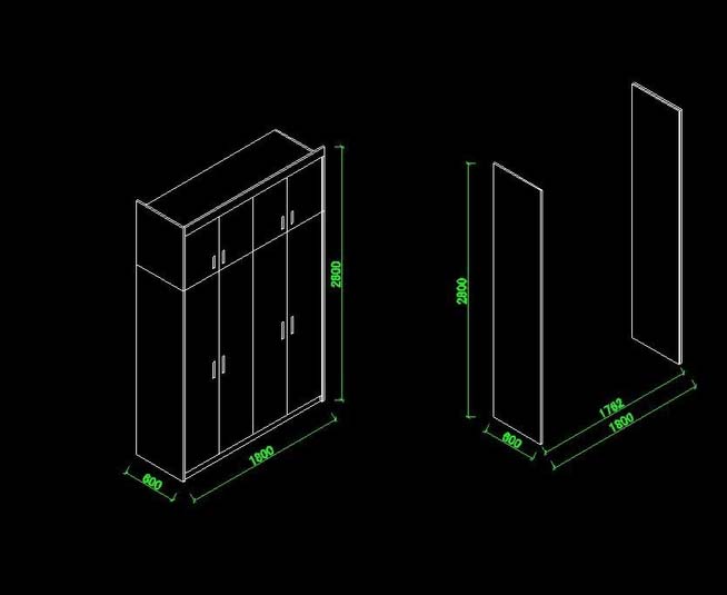 说说CAD绘制衣柜轴测图的操作教程方法。