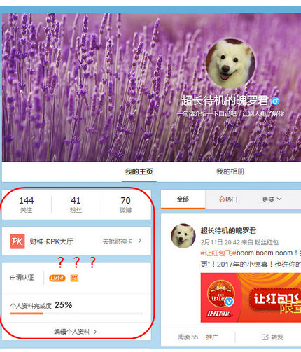 微博个人主页界面