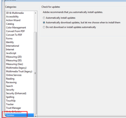 Adobe Reader XI(pdf阅读器)中关闭自动更新的操作步骤